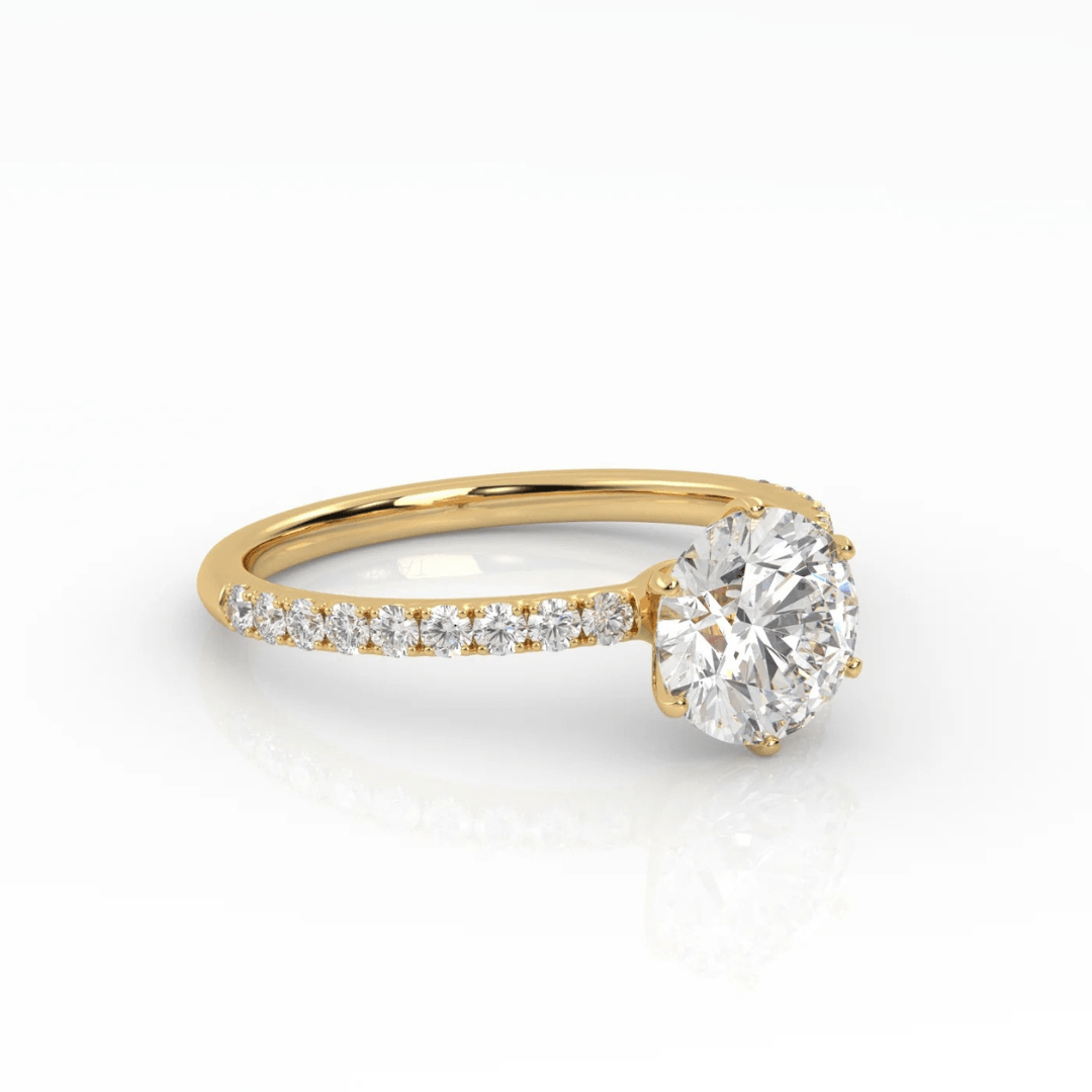 The Round Six Prong Solitaire with Pavé band-2