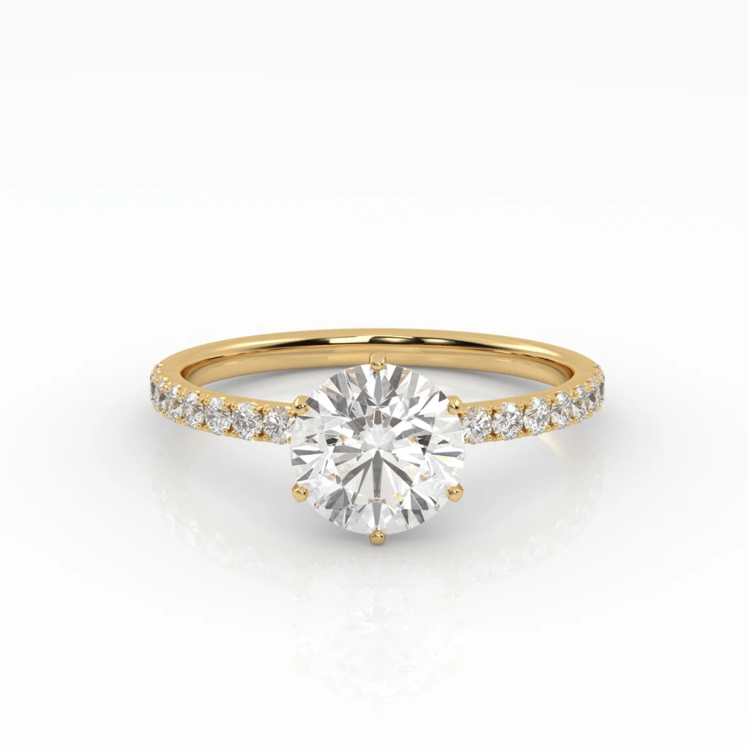 The Round Six Prong Solitaire with Pavé band-0