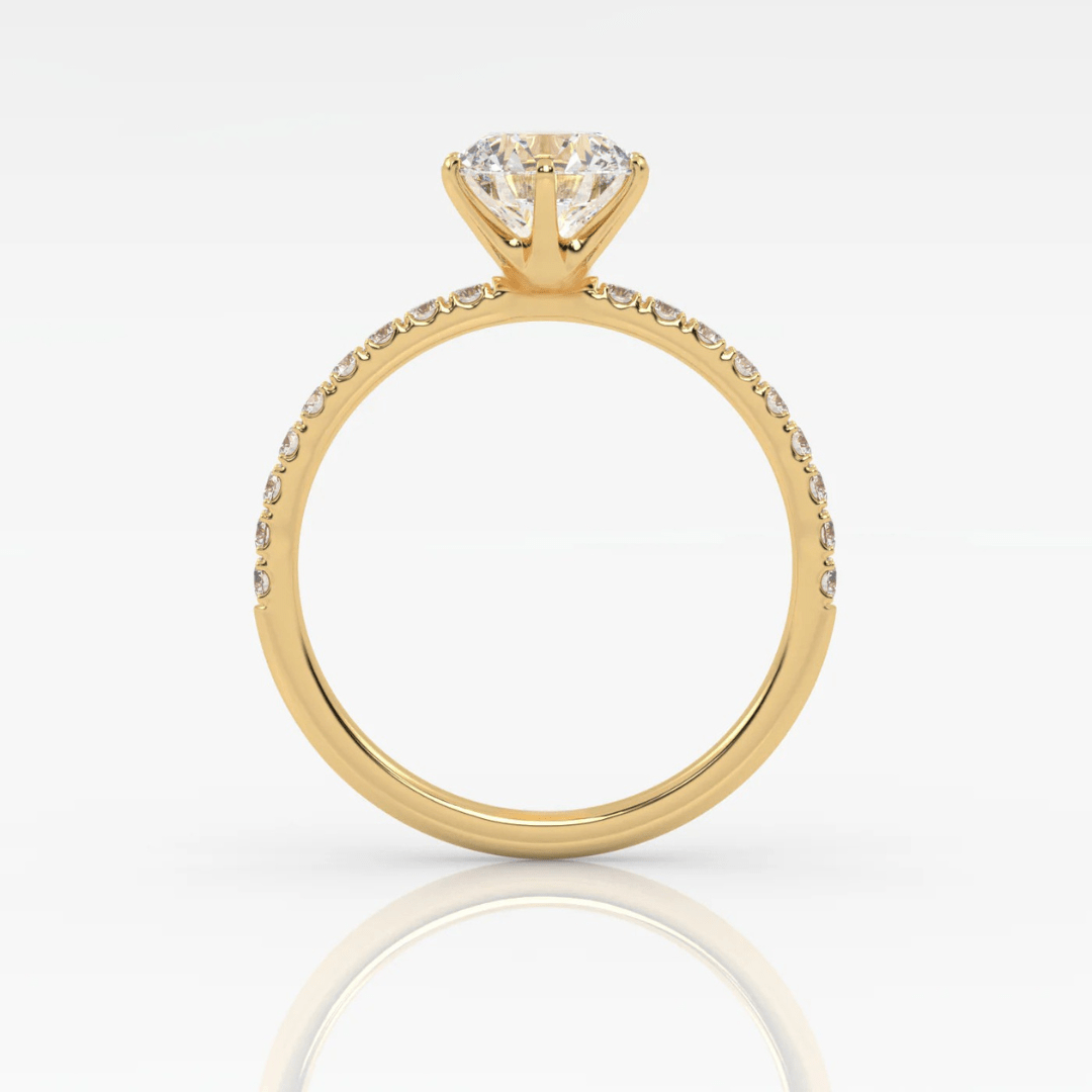 The Round Six Prong Solitaire with Pavé band-3