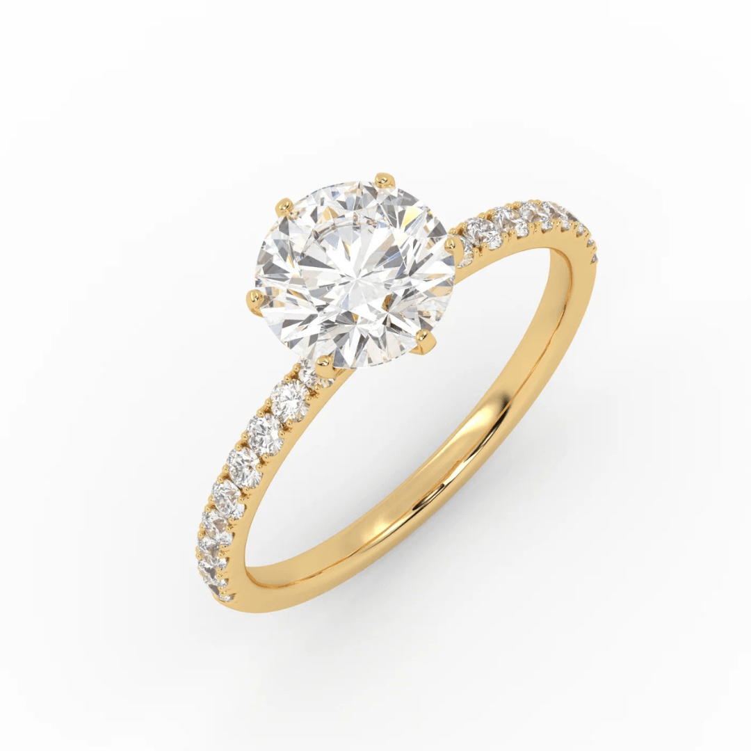 The Round Six Prong Solitaire with Pavé band-4