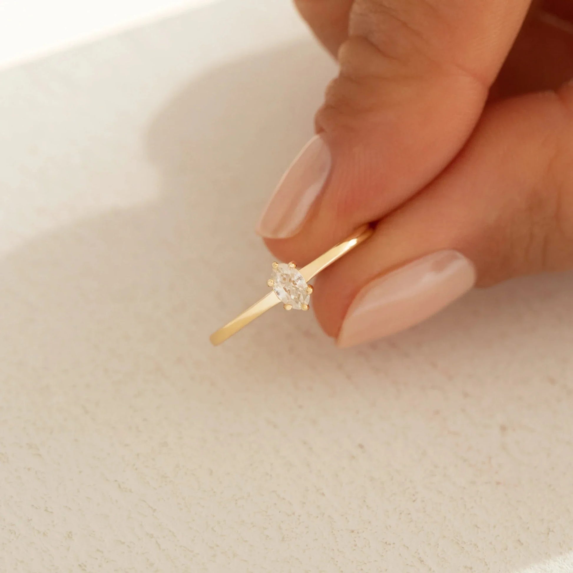 Petite Solitaire Marquise Ring-2
