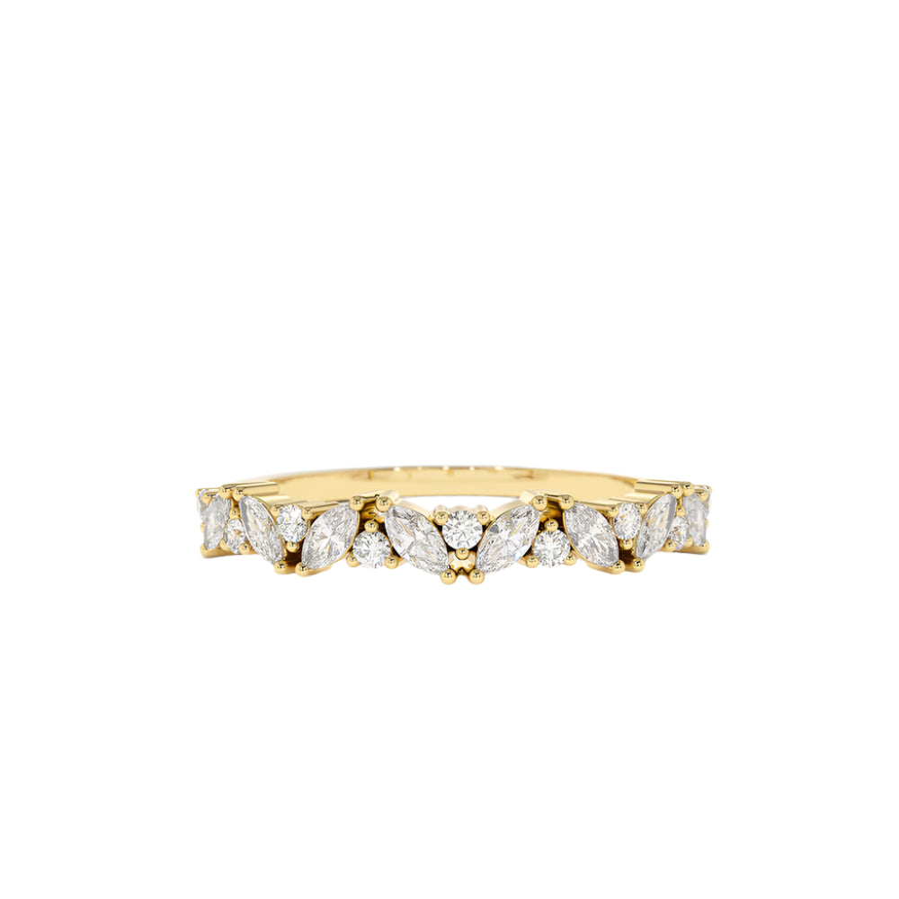 10K Gold Slanted Marquise and Round Diamond Ring-0