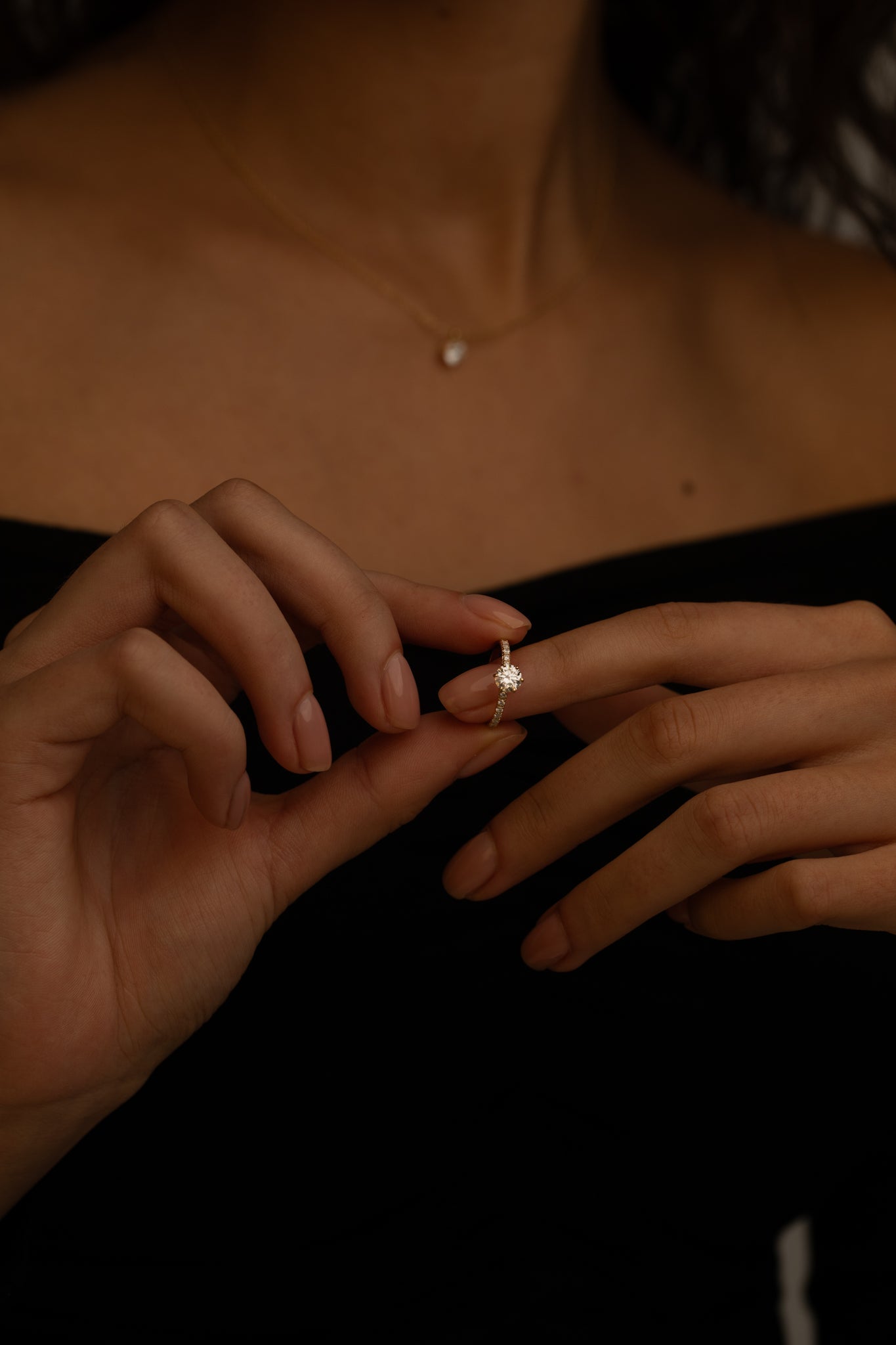 The Round Six Prong Solitaire with Pavé band-1
